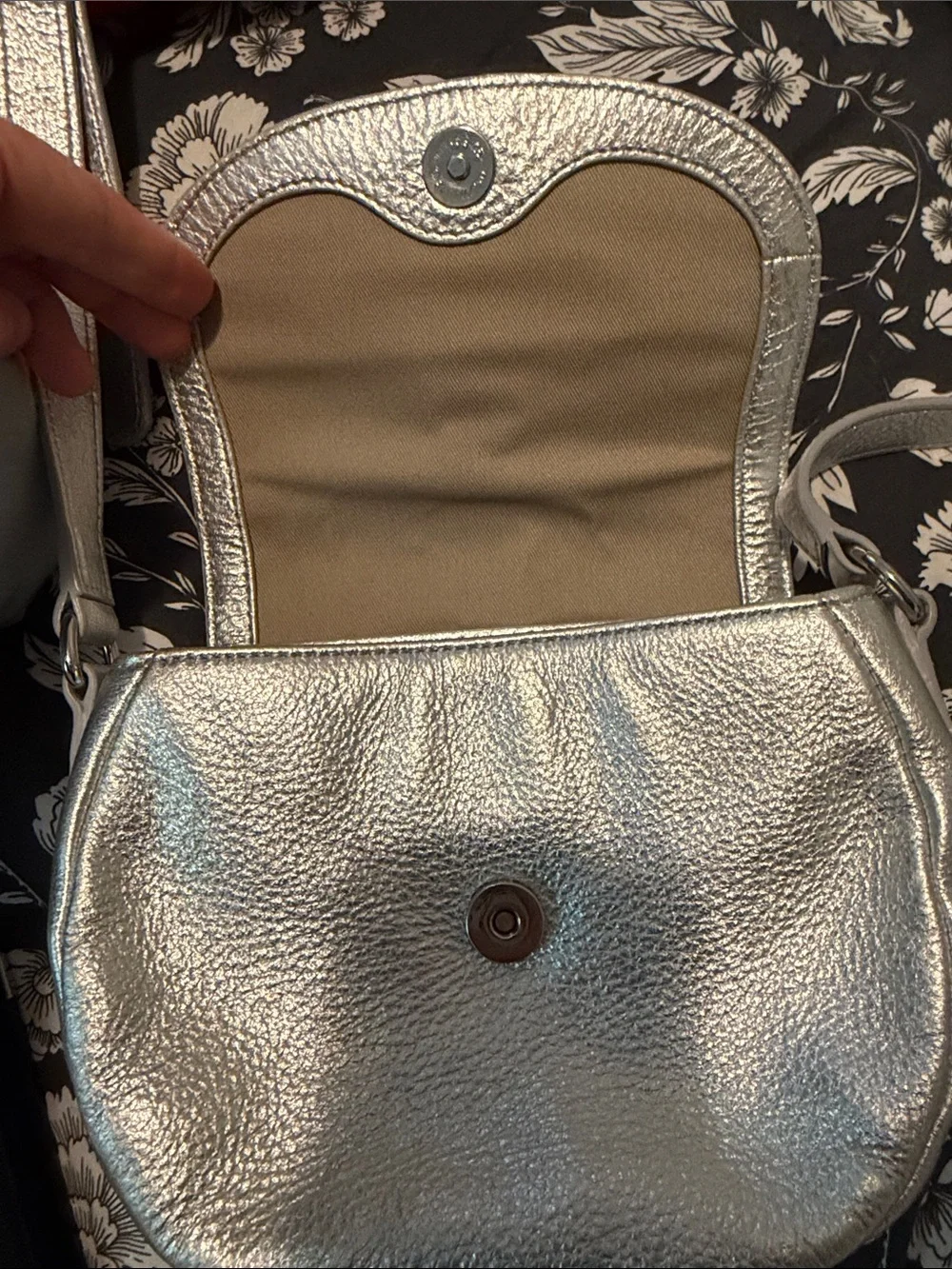 Talbots Silver Leather Crossbody Shoulder Bag